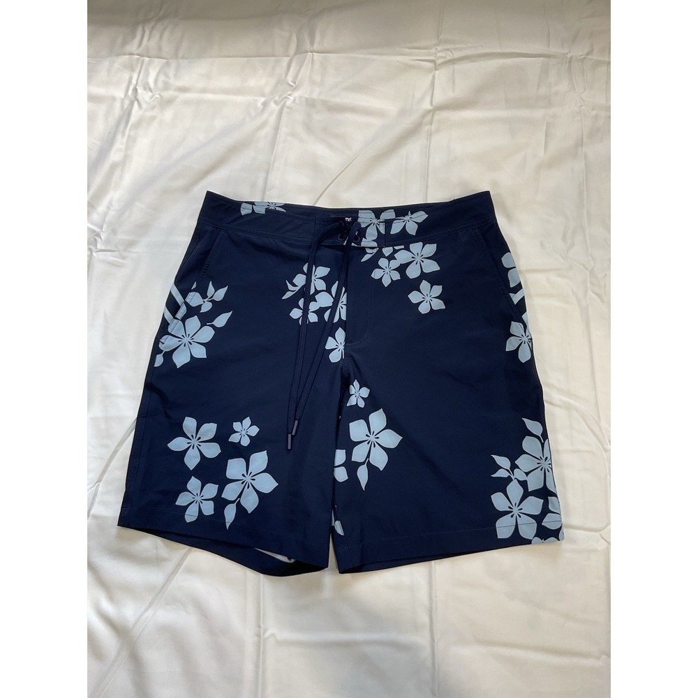 Lands' End Men's Quick Dry 9" Board Shorts Navy/Dust Blue Phlox Floral Size 34